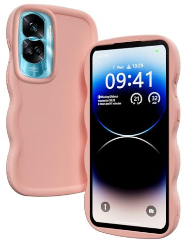 PanXCase Case for Honor 90 Lite - Cute Wave Frame Women Girls Silicone Slim Light Weight Flexible Soft Shockproof Bumper Case (Pink)