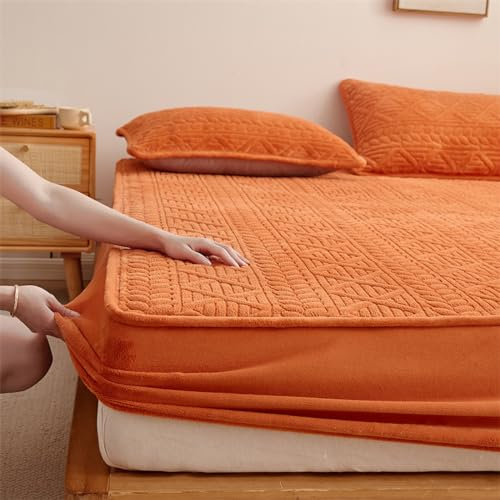 JIANINGHOME Flanell Spannbettlaken 120x200,Fleece Spannbettlaken Winter Samt Warm Kuschel Boxspringbett Frottee Bettlaken Biber Spannbetttuch