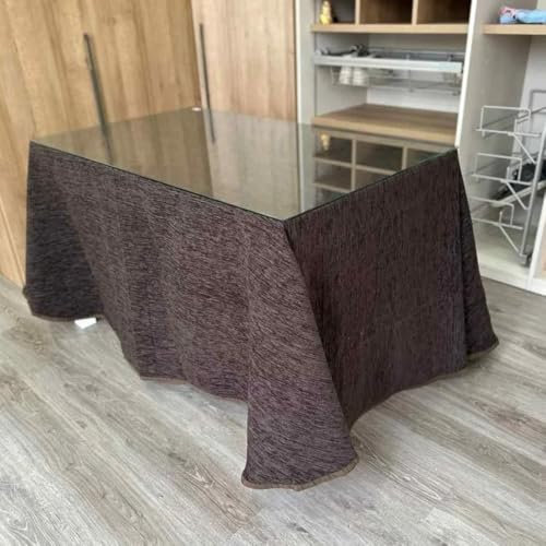 Genérico Ropa Chenilla Doble Grueso de Mesa Camilla Rectangular (Chocolate) sin Pliegues - Medida 120 x 70 cm (72 cm de Altura) - Falda Mesa Camilla, Enaguillas, Enaguas, Ropa Chenilla