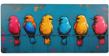 Large Mouse Mat XXL bird Mouse Pad, Mouse Mats for Desk Protector Mat with Anti-Slip Base, Waterproof&Durable Mousemat for Gaming, Office, Home, Stitched Edges Keyboard Mat 1200x600x3mm Color t-3190