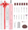 XunmotorYao Torno para Uñas sin Cable Profesional 20000 RPM Lima Electrica Uñas 12 en 1 Profesional Kit de Manicura y Pedicura Eléctrico,Rosa