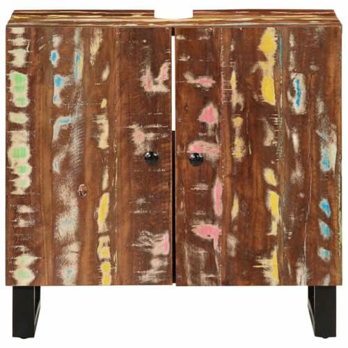HETFTJN Mobile Contenitore Mobile Bagno Salvaspazio Mobile Ingresso Mobiletto Cucina - Mobile Lavabo 62x33x58 cm Legno Massello Recupero e Multistrato per Servizi Igienici Camera Degli Ospiti Bagno