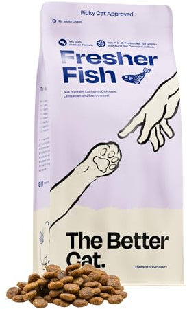 The Better Cat Super Premium Trockenfutter für Katzen | Getreidefreies Katzenfutter Trocken | Hoher Fleischanteil | Ohne Zucker | Mit Probiotika (1kg, Lachs)