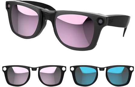 HiBloks 2 st polariserade Clip-on kompatibel med Ray-Ban Meta Wayfarer & Gen 2 (RW4008/RW4012 Large 53-22), färgskiftande klämset för Rayban Meta Gen 2 smarta glasögon missfärgningsklämma (rosa + blå)