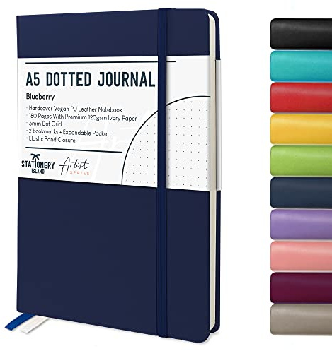 STATIONERY ISLAND Notizbuch A5 Liniert, Journal Hardcover mit 120 g/m² Dickem Papier, 180 Seiten Tagebuch, Notebook a5 für Mädchen, Reisetagebuch, Planen, Lernen, Dunkelblau