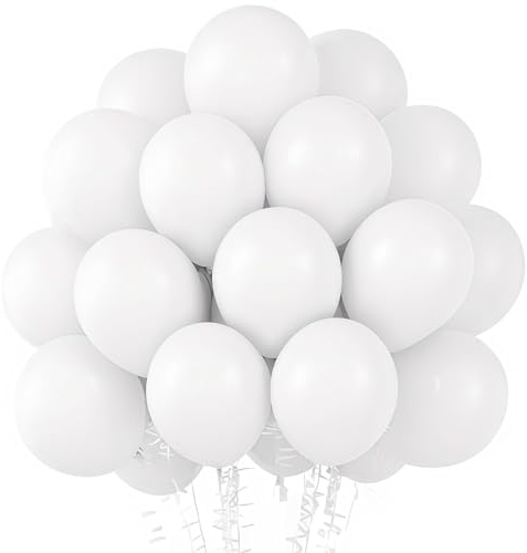 Ballonger vit, 100 stycken vita ballonger, 25 cm latexballonger födelsedag, ballonger vit, ballong festdekoration födelsedag bröllop festival årsdag dekoration