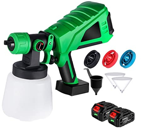 Pistolet À Peinture Électrique sans Fil 1000 ML avec 3 Buses Flow Portable Home Adapté Aux Batteries 18 V,Nettoyeur Haute Pression sans Fil Puissant(Without Battery)
