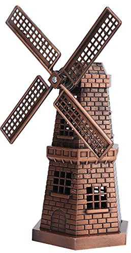 Mini Vintage Mini Wind Mill, Retro Retro WOLD MULNAMENT, Modèle de Moulin à Vent Hollandais Holland, Décor de Moulin à Vent en Alliage en Bronze pour Bar, Restaurant, Maison, Rouge
