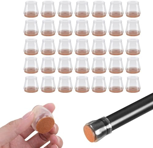 Dalephoric 35 Pièces Protection Pied de Chaise pour 16-22 mm, Tampon Chaises en Silicone, Protege Pied de Chaise avec Feutre, Reduire Le Bruit éviter Les Rayures, pour Sols en Bois Dur et Carrelage