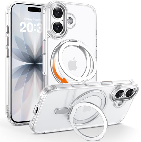 Telaso Magnetic Case for iPhone 17 Case, [Compatible with MagSafe] with 360° Rotatable Ring Stand Slim Shockproof Protective Phone Cases for iPhone 17 6.3, Clear