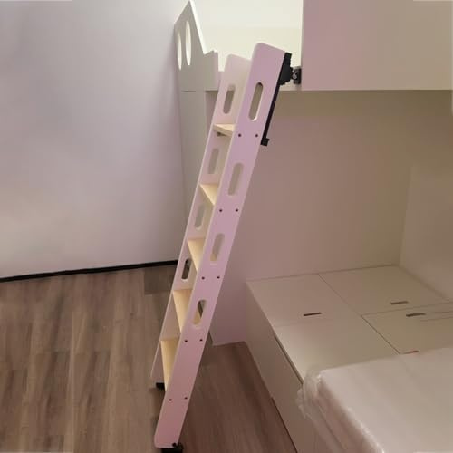 Escalera Escamoteable Escalera Deslizante para Litera en Dormitorio Universitario, Escaleras Blancas Tipo Loft para Casas Pequeñas, Escalones de Madera con Reposapiés(5 Steps L-5.1ft/1.56m)