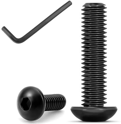 50 Stück M6×16 Linsenkopfschrauben mit Innensechskant, Rundkopfschrauben ISO 7380, Flachkopfschrauben, Schwarz, aus Kohlenstoffstahl mit Vollgewinde inkl. 1 Innensechskantschlüssel (M6x16, 50)