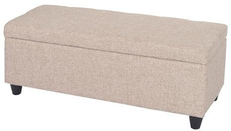 Berlinlodge Aufbewahrungs-Truhe Lars HxBxT 45x114x45cm Stoff/Textil Beige Sitzbank Bank Stauraum groß platzsparend Wohnzimmer Kinderzimmer Schlafzimmer