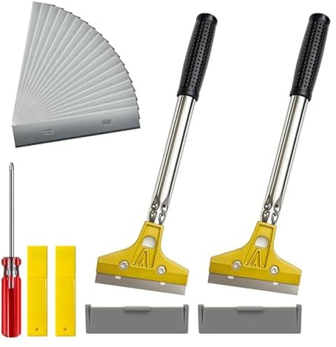 Tapetenentferner Set, 2 Stück Tapetenschaber mit 20 Ersatzklingen, Fensterschaber mit Gummigriff und Schutzhülle, Tapetenkratzer für WandoberfläChen Glas Entfernen von Bodenfliesen Kleber (4'')