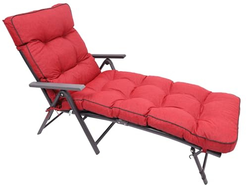 TexDeko® Ecolen Liegenauflage für Gartenliege Polster 190x60cm Bordeaux | mit Antirutsch-Boden, wasser- & schmutzabweisend, UV-Schutz, Paspelrand, Leinenoptik, bequemes Polster für Sonnenliege
