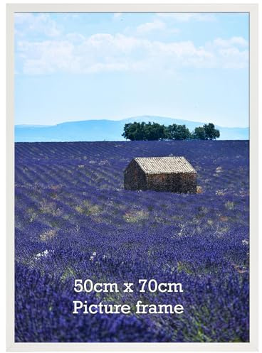 Vasemouh Bilderrahmen 50x70 cm 1 Stück weißer Fotorahmen, geeignet für 70x50 cm Fotos, Poster und Kunstwerke, passend zur Wandmontage in Hoch- und Querformat, geeignet für Zuhause und Büro