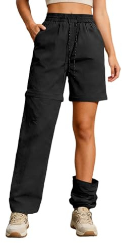 Genérico Pantalones Cortos de Senderismo para Mujer, Impermeables, Deportivos con Cremallera y Bolsillos, Ligeros, Holgados, Pantalones Cargo con Pantalones para Uso Diario y al Libre