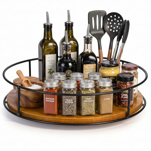 Zocipro 29cm Drehteller Organizer Holz mit 360° Drehfunktion Organizer | Rund Lazy Susan Drehteller für Schrank, Arbeitsplatte, Esstisch, Gewürze, Küche & Home Deco