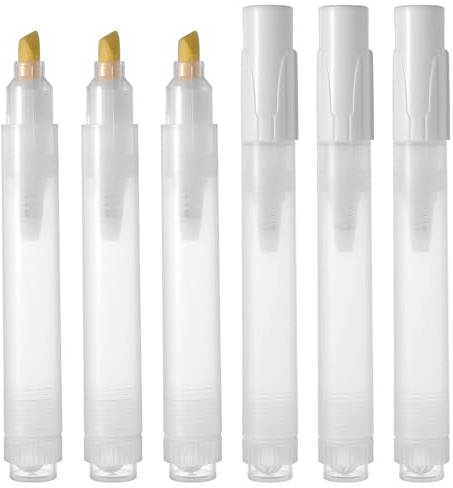 ValueBargain 6 PCS Paint Touch up Pen Refillable for Walls, 13.2 * 1.6 Cm Clear Barrel Refillable Paint Pen for Precise Application on Walls, Ceramic & DIY Art Projects