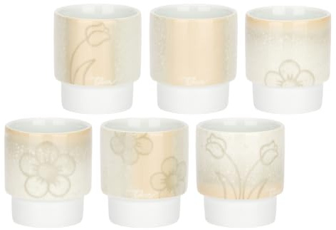 THUN - Set 6 caffeini in porcellana, Pure Elegance - D 5,7cm x H 6,5cm - Porcellana smaltata con smalti apiombici alimentari e decalco alimentari.