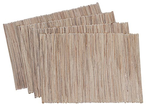SARO LIFESTYLE Melaya Collection - Manteles Individuales Tejidos Brillantes (Juego de 4), 14 x 20 Pulgadas, Color Natural