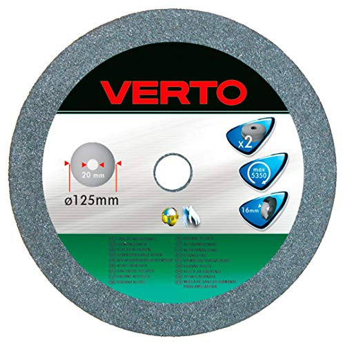 VERTO Schleifscheiben 125 x 20/16 / 12,7 x 16 mm VERTO 61H603, inkl. Untersetzungen, passend für verschiedene Schleifmaschinen, Körnung K60, 2 Scheiben inkl, Scheiben zum Metallschleifen