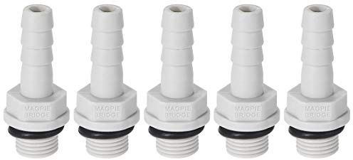sourcing map Conector Manguera de Lengüeta, Racor Manguera Recto de PVC, Púa de 6mm DI, Rosca Macho 1/8G, Adaptador Manguera Tubo de Aire Gas Agua, 5 Piezas