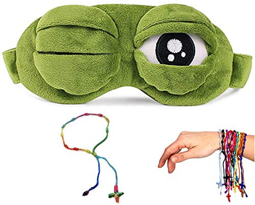 YouU Máscara del Sueño, Pelusa Dormir Divertido Ovedad Rana de Dibujos Animados Tapa del Ojo Visera Máscara de Viaje del Sueño (verde)