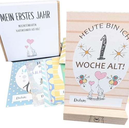 40 Baby Meilenstein-Karten für das erste Lebensjahr für Jungs und Mädchen unisex
