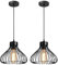 iDEGU 2 Piezas Lámparas de Techo Industriales Lámpara Colgante Estilo Vintage 23cm Pantalla de Metal en Forma de Jaula Negra Luz Colgante para Cocina Comedor Salón Bar Pasillo Restaurante (# Negro)