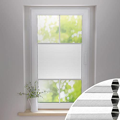 Gardinen21 Thermo Wabenplissee zum Kleben | Waben Plissee im Wunschmaß | Maßgefertigt für Türen & Fenster | Sonnenschutz, Sichtschutz, Schallschutz, 100% Verdunkelung