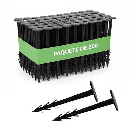 GARDENIX Erdhaken Garten 12cm, 200 Stück Erdanker Unkrautvlies, UV-beständige Kunststoff Erdnägel Unkrautvlies, Rostfreie Bodenanker für Gartenvlies, Zuverlässige Unkrautvlies Befestigung