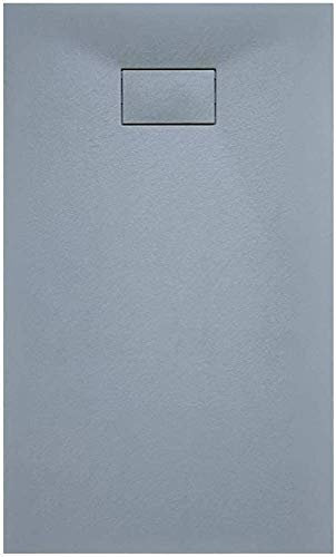 Piatto Doccia Spessore 2.6 Cm In Resina Con Griglia Di Copertura Effetto Pietra Ardesia Stone Riducibile Filopavimento Indistruttibile Antiscivolo Arredo Bagno Colore Grigio (90x180 cm)