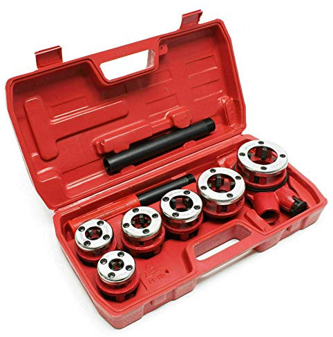 EN-227321 Filiera manuale a cricco 6 pezzi per filettatura tubi con cassetta