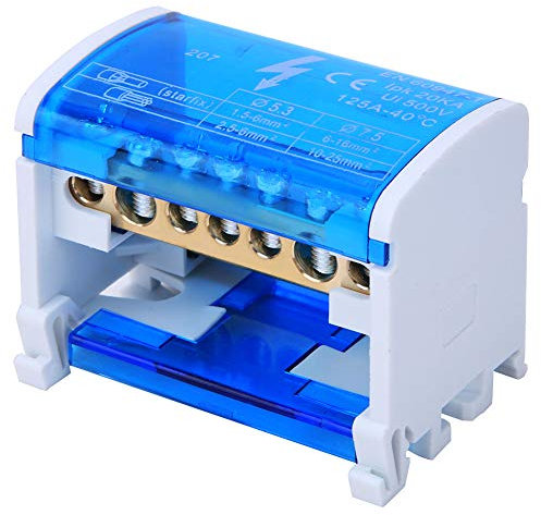 EBTOOLS1 Scatola di distribuzione terminale, Scatola di distribuzione terminale Guida DIN, connessione Scatola di distribuzione dell'alimentazione Morsettiere su Guida DIN, a 2 stadi, monofase