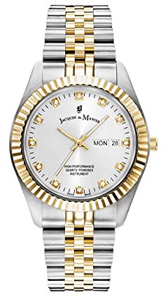 Jacques Du Manoir Damenuhr - Inspiration DayDate, 40 mm Analog Quarzuhr mit Edelstahl Armband