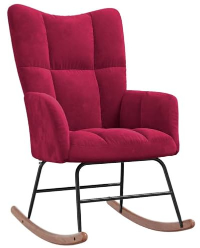 vidaXL Schaukelstuhl, Sessel Schwingstuhl mit Armlehne, Schaukelsessel Relaxstuhl Wohnzimmer, Relaxsessel Schwingsessel, Weinrot Samt