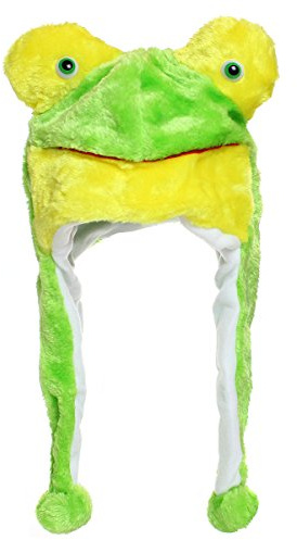 Glamexx24 Plysch djur öronhatt djurmössa kostym karneval keps pingvin tiger cosplay barn, Grön frosh, En Storlek