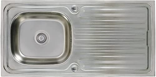 Einbauspüle aus Edelstahl 100x50 cm Spülbecken Küchenspüle Edelstahlspüle Waschbecken inkl. zubehör und Siphon Set