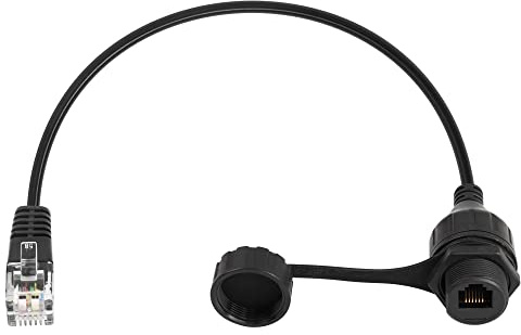 CERRXIAN 1FT Phone Cord RJ11 / RJ12 6P6C Male to Female Panel Mount Waterproof Extension Cable Compatible with Data and Voice