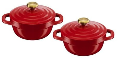 Tefal Air 2-teiliges Set, Mini Stewots 11 cm, 0,45 L, leichtes Aluminiumguss, Kochgeschirr, leicht zu reinigen, sichere Keramikbeschichtung, Kondensationsdeckel, robust, ofenfest, E254S204