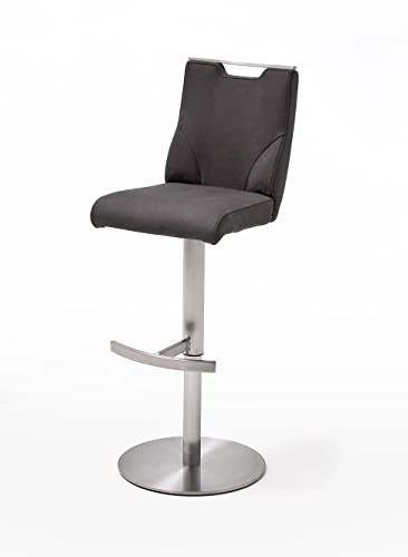 Robas Lund Barhocker Eisgrau Stoffbezug drehbar 360°, Barstuhl höhenverstellbar, Giulia C