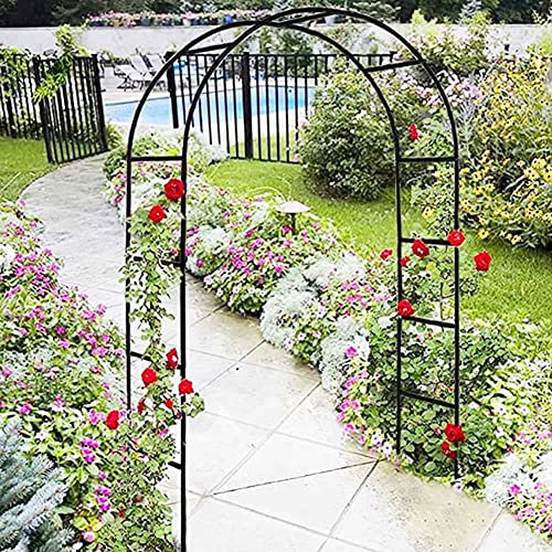 Arche Rosier Jardin en Métal,Treillis D'arche De Jardin Tonnelles,pour Plantes Grimpantes,Pergola De Gloriette Fer Forge,Résistant Aux Intempéries,Arc De Vrille D'arche,Noir,W2.4M*H2.2M