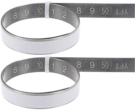 sourcing map 2pcs Adhesive Back Tape Measure 50cm Left to Right Reading 304 Stainless Steel Waterproof Sticky Ruler Tape Backed ruler for Workbench Sewing Saw Drafting Table, Black