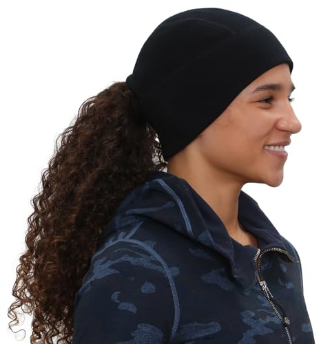 TrailHeads Damen Merino Wolle Beanie - Pferdeschwanz Wintermütze für Läufer