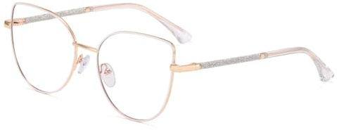 Anit Blaue Licht Brillen Große Katzenauge Metall Glitter Rahmen Computerbrille für Dame Junge Eyewears mit Blaue Ray Linse