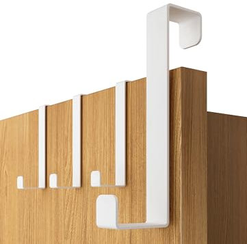 4smile Appendiabiti da Porta in Bianco, Set da 4 Pezzi - Ganci in Acciaio Inox - Durevole Gancio Porta, Pratico Attaccapanni Adatto ad Ogni Luogo