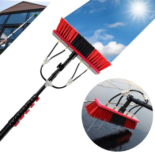 Ddasam Spazzola per Pannelli fotovoltaici 3.6-10.8m Elevata durezza Wash Spazzolone Kit Spazzola Vetri Kit di Pulizia di finestre e Pali alimentati ad Acqua/Tubo 35/55cm Testa della Spazzola