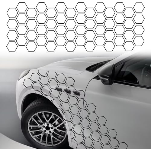 TOMALL 96,5 x 30,5 cm Waben-Auto-Seitenkarosserie-Aufkleber, sechseckige Grafik-Aufkleber, Auto, Vinyl, wasserdicht, Autotür-Seitenstreifen, Rennsportrock-Aufkleber, universell für Autos, SUVs,