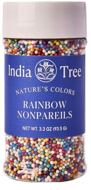 Rainbow Nonpareils – farbstofffrei, vegan, allergenfrei, pflanzliche Farben, 94 ml Glas – India Tree Nature's Colors